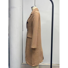 Load image into Gallery viewer, Women's Double-Breasted Slim-Fit Coat with Lapel Collar, Long Sleeves, Solid Color
