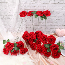 Load image into Gallery viewer, Realistic Red Artificial Roses with Stems (Pack of 25/10)