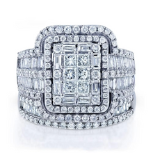 Load image into Gallery viewer, Elegant Silver-Toned White Crystal Bridal Ring Set for Women