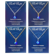 Load image into Gallery viewer, Blue Evil Eye Clavicle Necklace in Stainless Steel