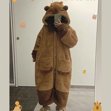 Load image into Gallery viewer, Capybara Hooded Pajamas Set, Kawaii Sleepwear