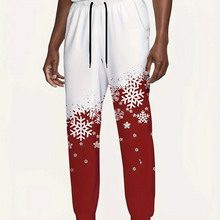 Load image into Gallery viewer, Men's Christmas Pants Santa Reindeer and Tree Print Red and White Holiday Trousers