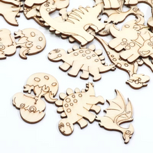 Load image into Gallery viewer, 20pcs Dinosaur Wooden Craft Slices for Scrapbooking, DIY Decor, and Crafts