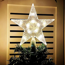 Load image into Gallery viewer, Christmas Tree Top Star Light LED Glowing Tree Topper 6 inch