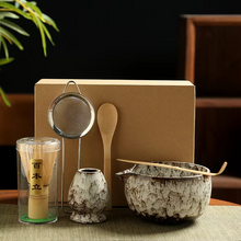 Load image into Gallery viewer, Japanese Matcha Tea Set with Bamboo Whisk, Scoop, Bowl and Holder – 6 Piece Complete Matcha Making Kit