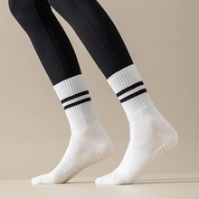 Load image into Gallery viewer, Unisex Mid-Calf Striped Yoga Socks - Non-Slip, Sweat-Absorbing, Odor-Control