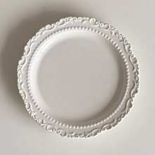 Load image into Gallery viewer, French Embossed Dessert Plate Elegant Round Tableware for Meals and Snacks