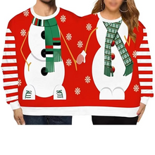 Load image into Gallery viewer, Double Ugly Christmas Couple Sweater Funny Siamese Twins 3D Printed Pullover for Couples