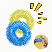 Load image into Gallery viewer, Durable Interactive Squeaky Dog Training Ring - TPR Rubber Teeth Cleaner