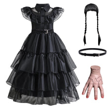 Load image into Gallery viewer, Girls Gothic Layered Cake Gown with Mesh Panel Details and Decorative Pattern All Vera Mart
