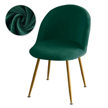 Load image into Gallery viewer, Elastic Velvet Chair Covers - Stretch Low Back Slipcovers for Dining and Makeup Chairs