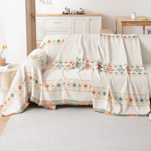 Load image into Gallery viewer, Boho Couch Cover, Non-Slip Chenille Fabric Slipcover with Tassel Design