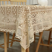 Load image into Gallery viewer, Vintage Crochet Lace Tablecloth with Four‑Leaf Floral Design for Dining and Gathering
