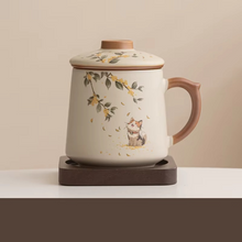 Load image into Gallery viewer, Chinese Style Ceramic Mug with Lid and Built In Tea Filter, 13.5 oz