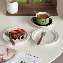 Load image into Gallery viewer, French Embossed Dessert Plate Elegant Round Tableware for Meals and Snacks