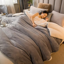 Load image into Gallery viewer, Solid Color Sherpa Blanket, Reversible Plush Duvet Cover