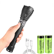 Load image into Gallery viewer, High-Power LED Tactical Flashlight, USB Rechargeable, Zoomable Beam, 5 Light Modes, Waterproof, Fits 26650 Battery
