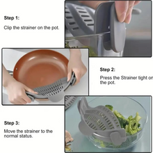 Load image into Gallery viewer, Adjustable Clip On Pot Strainer for Pots Pans and Bowls