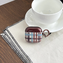 Load image into Gallery viewer, Retro Chocolate Blue Check Plaid Earphone Case