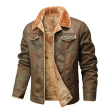 Load image into Gallery viewer, Mens Suede Finish Winter Coat with Thick Fleece Lining and Turn Down Collar