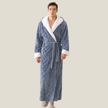 Load image into Gallery viewer, Jacquard Hooded Plush Warm Bathrobe, Soft Fleece Robe for Cozy Comfort