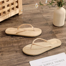 Load image into Gallery viewer, Women's Linen Indoor & Beach Slide Slippers – Breathable Comfort Flats