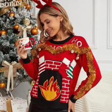 Load image into Gallery viewer, Cozy Red Knit Christmas Hoodie for Women