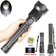 Load image into Gallery viewer, High-Power LED Tactical Flashlight, USB Rechargeable, Zoomable Beam, 5 Light Modes, Waterproof, Fits 26650 Battery