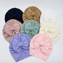 Load image into Gallery viewer, Cozy Knotted Baby Beanie with Bow Headband