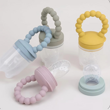 Load image into Gallery viewer, 4-Piece Silicone Baby Fruit Feeder Set with Comfort Grip Handle and Extra Feeding Pouches