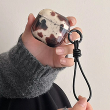 Load image into Gallery viewer, Black Agate Pattern AirPods Protective Case with Leather Keyring