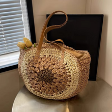 Load image into Gallery viewer, Large Capacity Straw Woven Round Shoulder Tote Bag for Women
