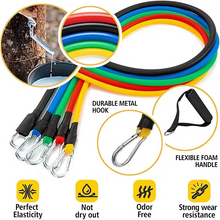 Load image into Gallery viewer, 11-Piece TPE Resistance Band Set with Handles, Door Anchor, Ankle Straps, Carry Bag