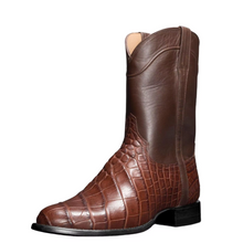 Load image into Gallery viewer, Men's Mid-Calf Western Cowboy Motorcycle Boots – Retro Alligator Pattern PU Leather