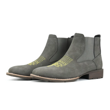 Load image into Gallery viewer, Retro PU Leather Chelsea Boots for Men with Embroidery – Classic Ankle Dress and Casual Street Style