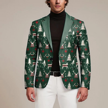 Load image into Gallery viewer, Christmas Suit Jacket for Men Festive Lapel Button Down Holiday Party Blazer