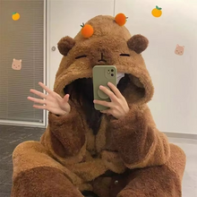 Load image into Gallery viewer, Capybara Hooded Pajamas Set, Kawaii Sleepwear
