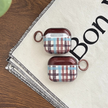 Load image into Gallery viewer, Retro Chocolate Blue Check Plaid Earphone Case