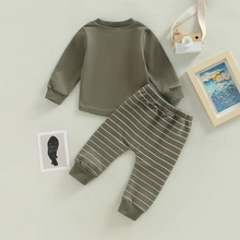 Load image into Gallery viewer, Toddler Boys 2-Piece Autumn Outfit, Long Sleeve Pullover Top with Pocket and Striped Pants