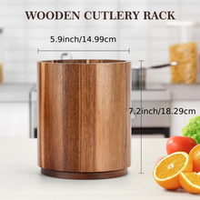 Load image into Gallery viewer, Extra Large Acacia Wood Utensil Holder with 360 Degree Rotating Base