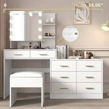 Load image into Gallery viewer, Nordic Postmodern Makeup Vanity Desk Set with Mirror and LED Lighting