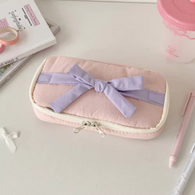 Load image into Gallery viewer, Minimalist Korean Fabric Pencil Case with Bowknot Design