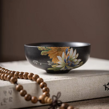 Load image into Gallery viewer, Handcrafted Silver Black Relief Ceramic Tea Cup