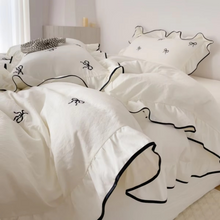 Load image into Gallery viewer, Elegant 3 Piece Bow Embroidery Ruffled Bedding Set for Bedroom or Guest Room