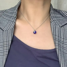 Load image into Gallery viewer, Blue Evil Eye Clavicle Necklace in Stainless Steel