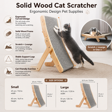 Load image into Gallery viewer, Curved Wood Cat Scratcher with Angled Surface for Scratching and Lounging
