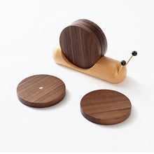 Load image into Gallery viewer, Snail Solid Wood Drink Coasters Made from Walnut and Wenge