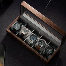 Load image into Gallery viewer, Walnut Watch Collection Box With Glass Top