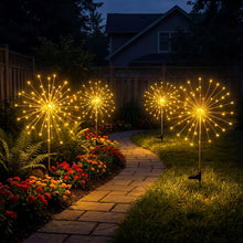 Load image into Gallery viewer, Solar Starburst Garden Stake Lights Set of 2 with Fairy Light Strands in Two Color Options