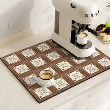Load image into Gallery viewer, Retro Tile Design Absorbent Coffee Drying Mat